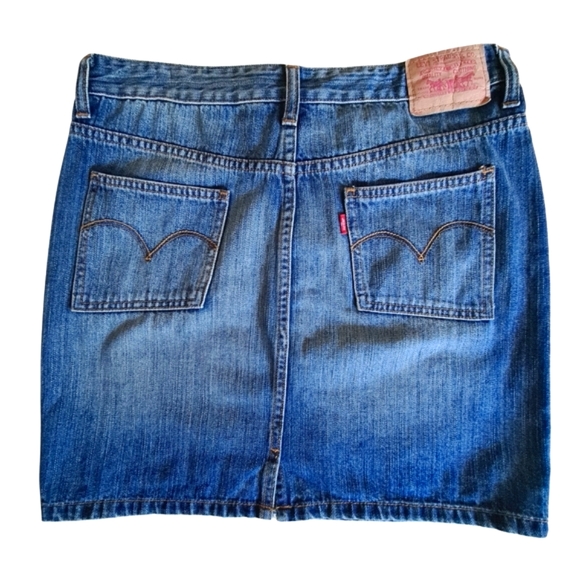 Levi's 10 Straight Blue Denim Mini Skirt - Picture 3 of 11